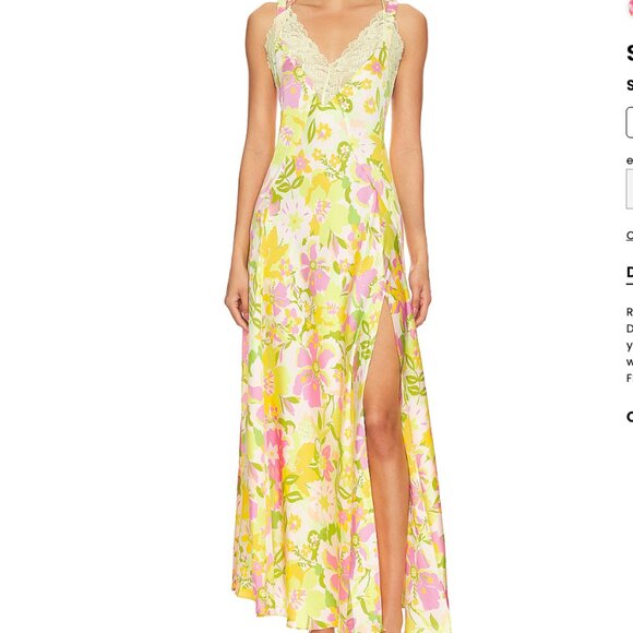 Free People All A Bloom Maxi Dress Lily Combo Floral Lace Yellow Pink - Picture 1 of 16
